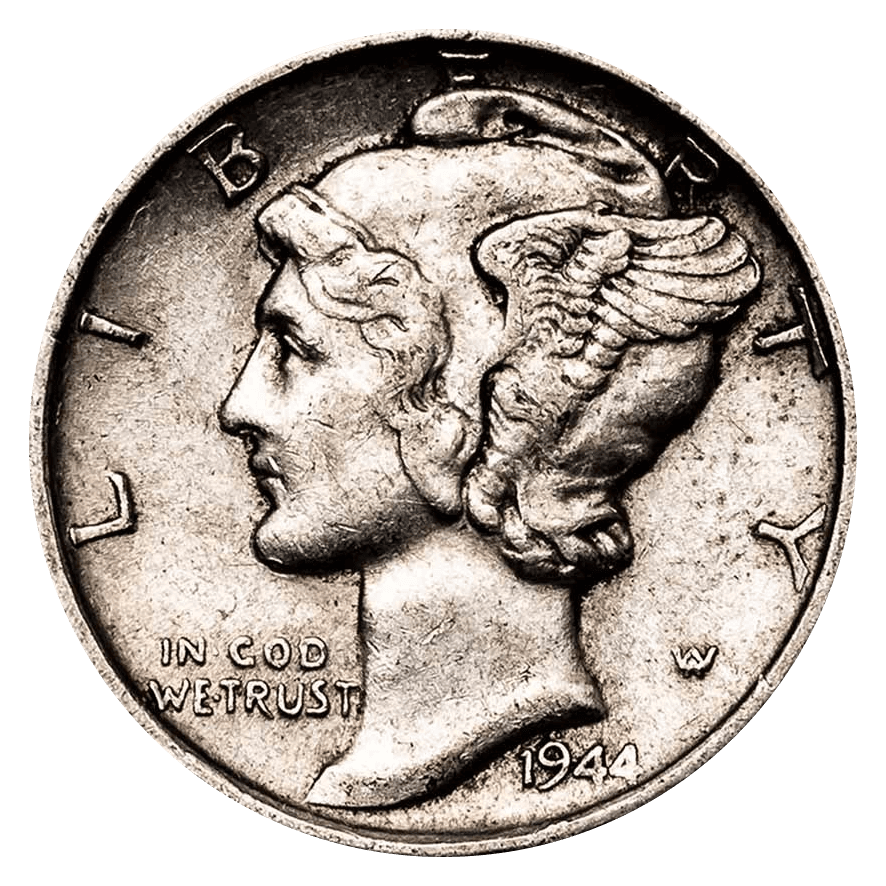 1944 Mercury Dime (Winged Liberty Head Dime) graded VF 20