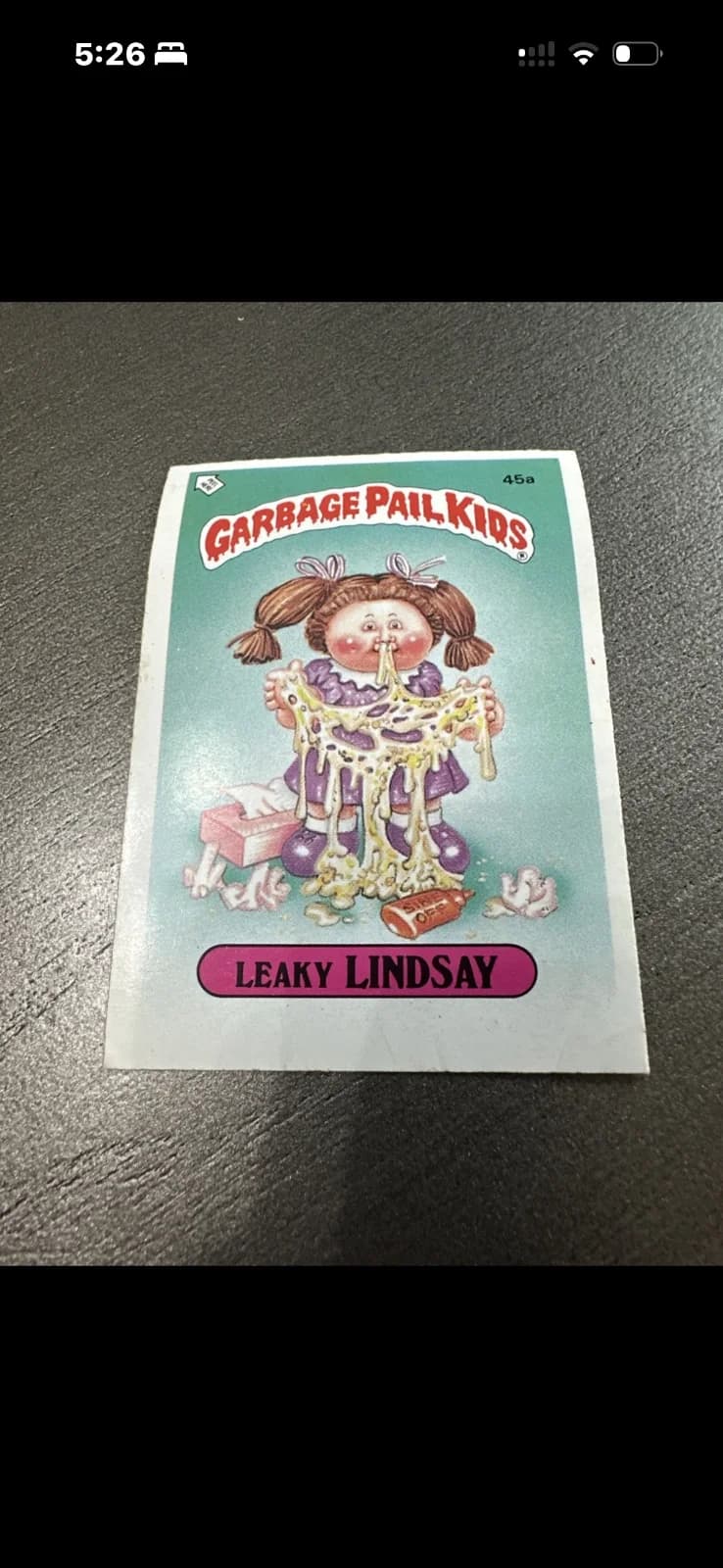 Garbage Pail Kids Leaky Lindsay Trading Card, Good Condition